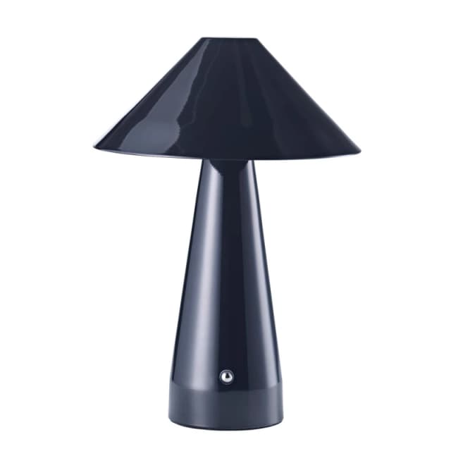 Happy Homewares Modern Rechargeable Touch Dimmable Table Lamp with Matching Wide Metal Shade in Black Unisex