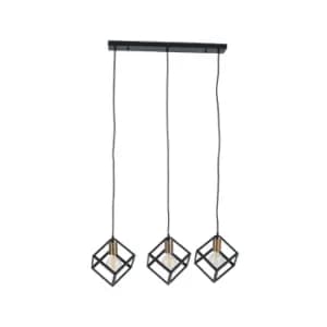 Matt Black Metal Three Cube Pendant
