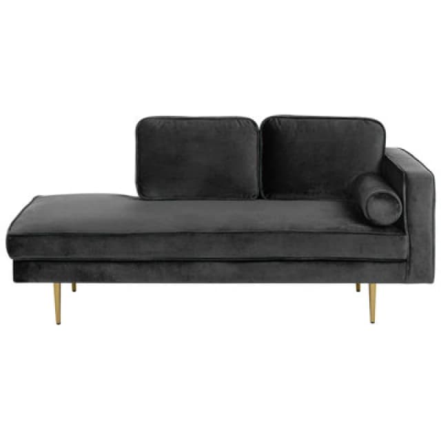 Beliani Right-Hand Chaise Lounge Miramas Velvet Black