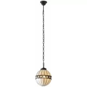 Tiffany Glass Hanging Ceiling Pendant Light Bronze & Natural Globe Shade i00117
