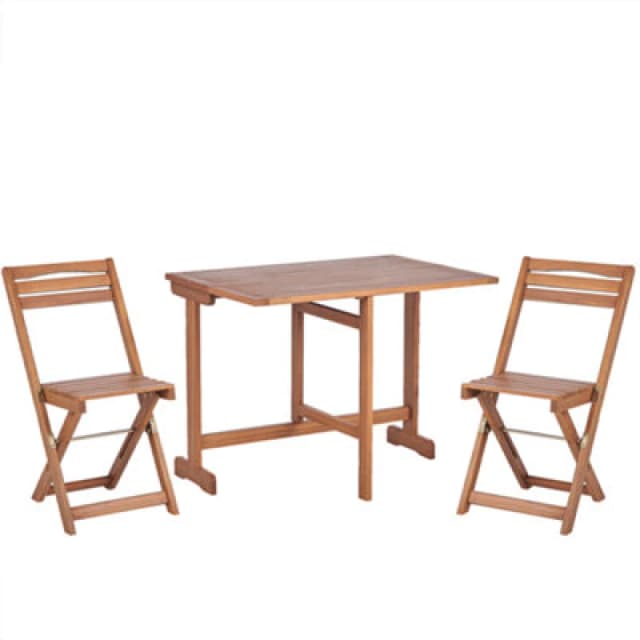 Beliani Bistro Set Folding Lenola Acacia Wood Brown