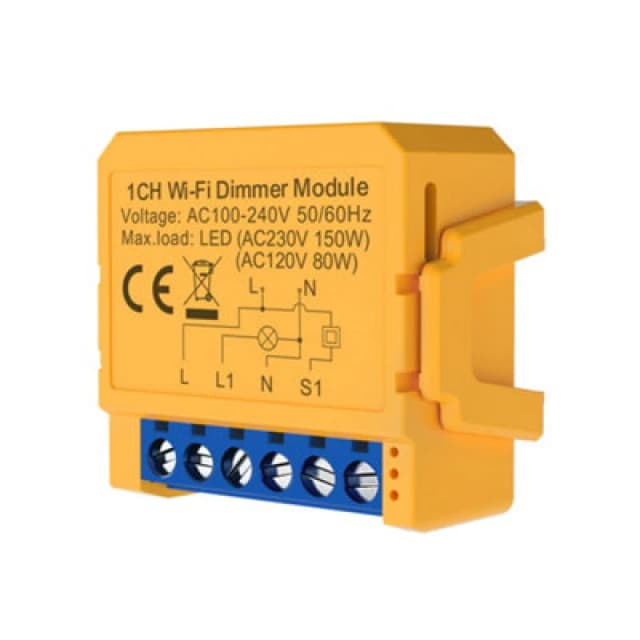 Ener-J Smart WiFi+Ble 1Ch Light Switch Module (Max 1 X 150W). Dimmable