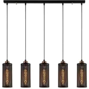 Cristal Model 13 Deco 5-Light Tracking Pendant Lamp Black