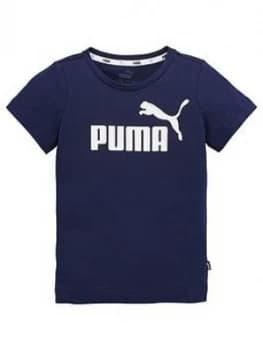 Puma Puma Essentials Logo T-Shirt, Navy, Size 11-12 Years