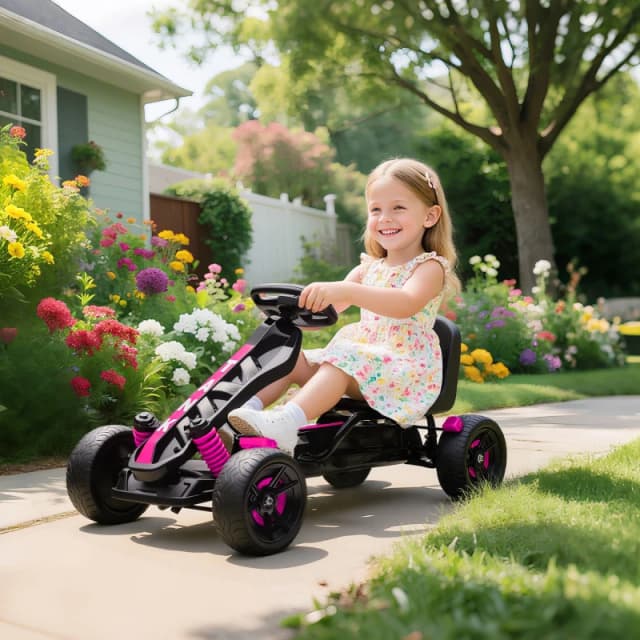 AIYAPLAY Pedal Go Kart with Automatic Clutch, for Ages 3-6 Years, Pink 370-395V00PK