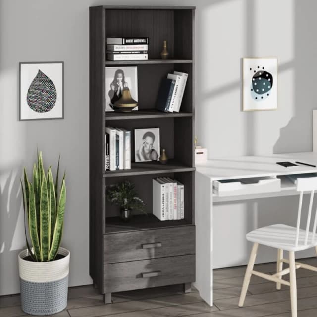 VIDAXL Highboard hamar Light Grey 60x35x180cm Solid Wood Pine Vidaxl 8720286818374