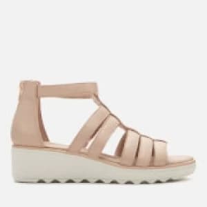 Clarks Womens Jilian Nina Leather Wedged Sandals - Blush - UK 5