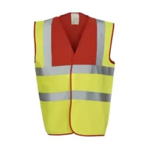 Yoko Adults Unisex Two Tone Class 1 Reflective Jacket (3XL) (Red/Hi Vis Yellow)