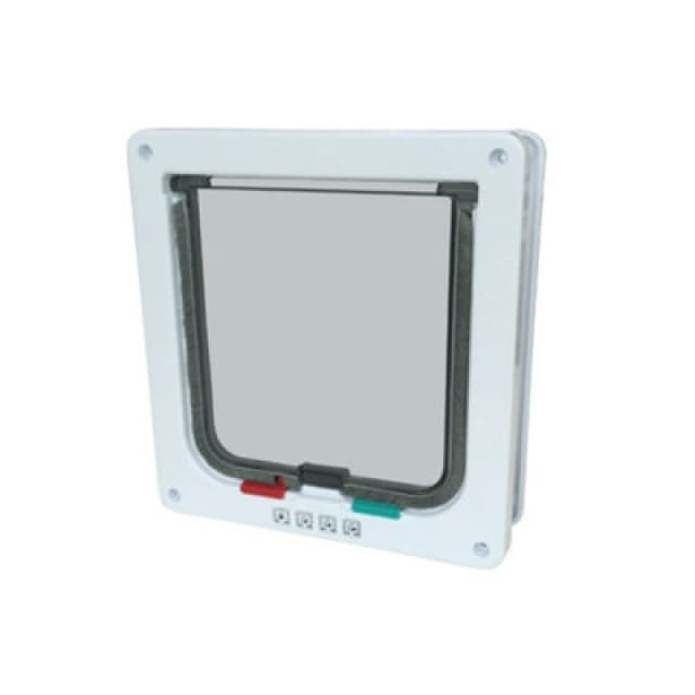 M-Pets Doras Cat Door With Tunnel White- 4 Way Locking