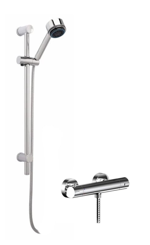 Balterley Thermostatic Minimalist Bar Valve Multi Function Handset Slide Rail Silver