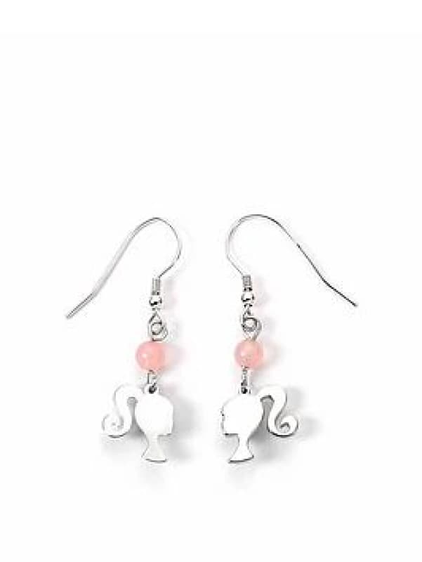 Sterling Silver Silhouette Rose Quartz Drop Earrings BMSDE0025