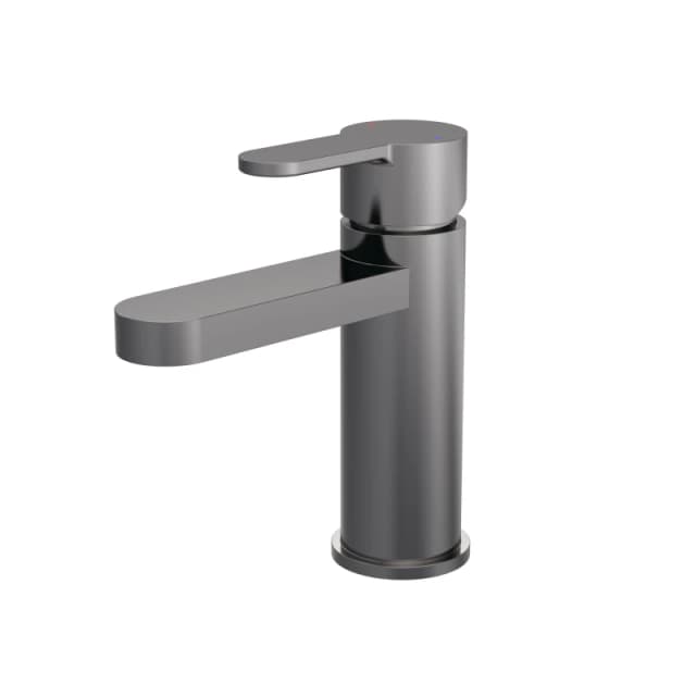 Balterley Round Mono Basin Mixer Tap Push Button Waste Brushed Pewter Silver