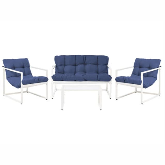 Beliani Garden Lounge Set With Table 4 Seater Garda Metal Blue