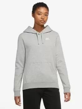 Nike NSW Club Fleece Overhead Hoodie - Dark Grey Heather Size M Women