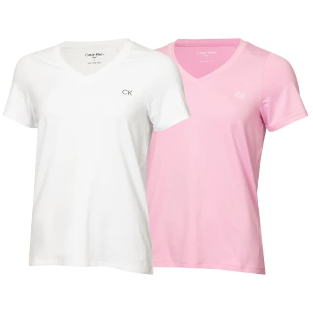 Calvin Klein Golf Womens Regular Fit T-Shirt White/Pink female 8 (XS)