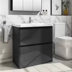 800mm Dark Grey Freestanding Vanity Unit with Basin - Pendle