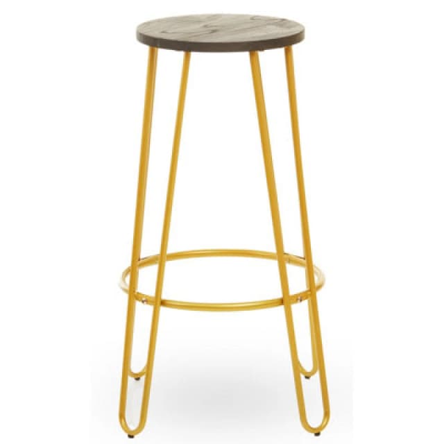 Premier Housewares Contemporary Metal Finish Bar Stool, Hairpin Stool Kitchen Counter, Versatile Breakfast Stool for Home Natural