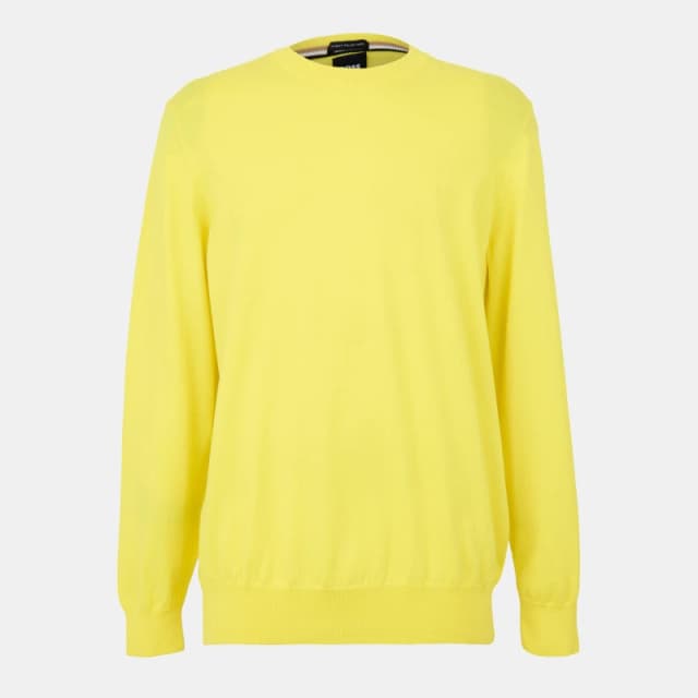 Boss Mens Pascas Cotton Long Sleeve Crew Neck Jumper Bright Yellow male Large