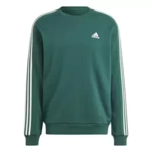 adidas Mens Crew 3-Stripes Pullover Sweatshirt - Green