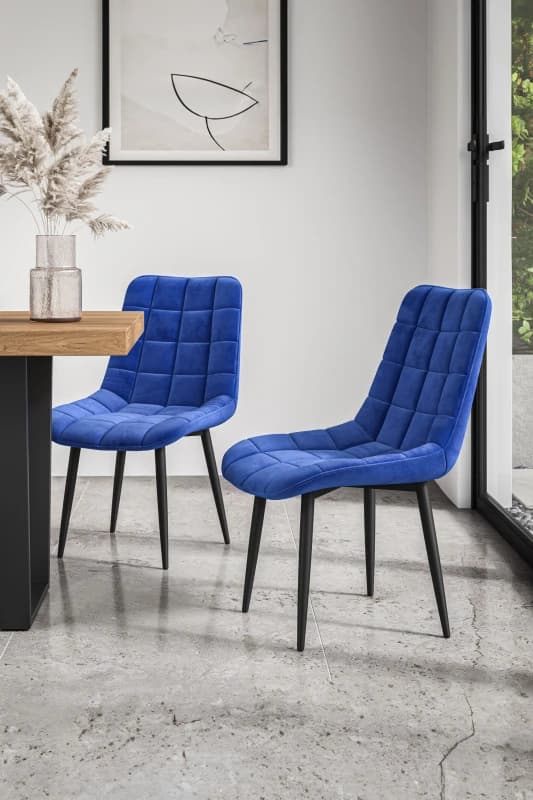 More4Homes Set of 8 Nova Modern Velvet Dining Chair Padded Seat Metal Legs Blue