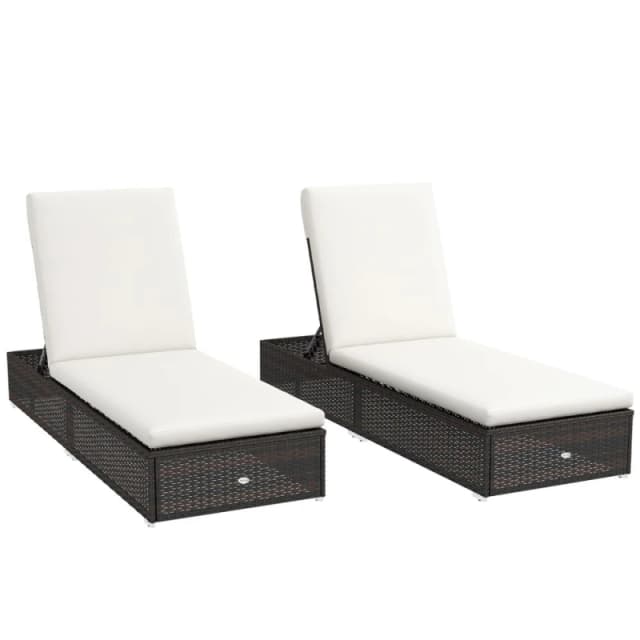 Outsunny Rattan Sun Loungers Set of 2 - Outsunny 5056725500580