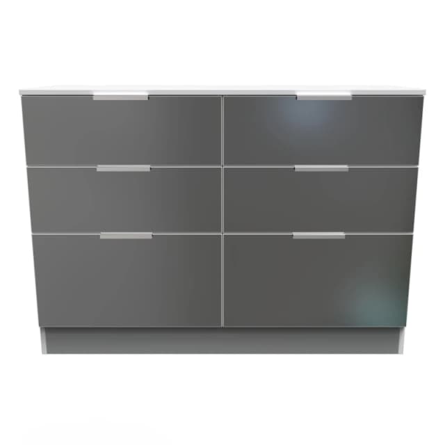 Poole 6 Drawer Wide Chest In Black & White (Ready Assembled)