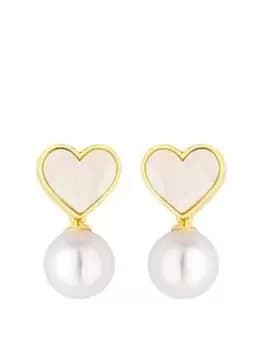 Jon Richard Gold Plated Mother Of Pearl Heart Drop Earrings