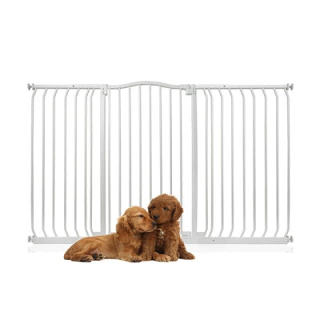 Bettacare Extra Tall Curved Top Dog Gate, 152Cm - 161Cm, Matt White, Extra Tall 100Cm In Height, Pressure Fit Pet Gate