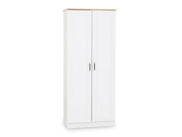 Seconique Portland White and Oak 2 Door Double Wardrobe