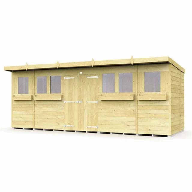 Buttercup Farm 18 x 6 Feet Pent Summer Shed - Wood - L178 x W533 x H201cm in Brown Brown Unisex