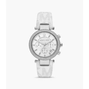 Michael Kors Womens Parker Chronograph Optic Pvc Watch - White