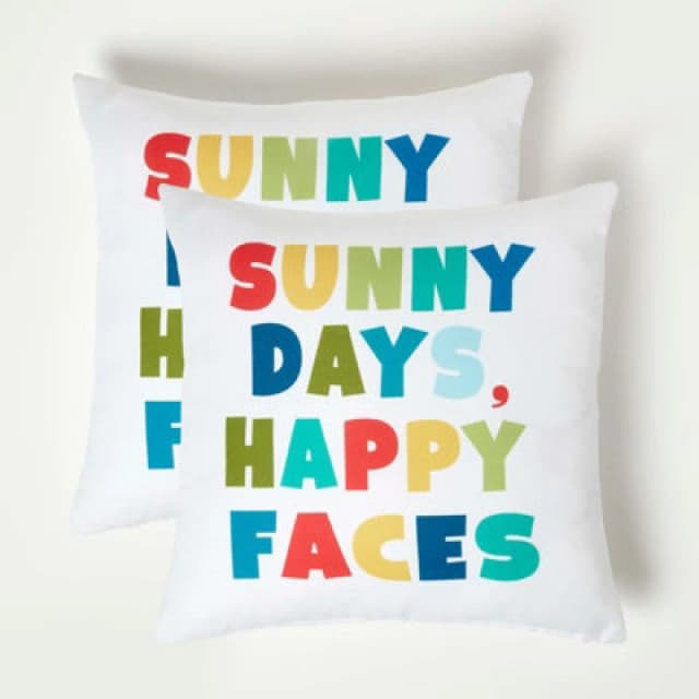 Homescapes Sunny Days Outdoor Cushion 45 x 45 cm, Set of 2 Multi