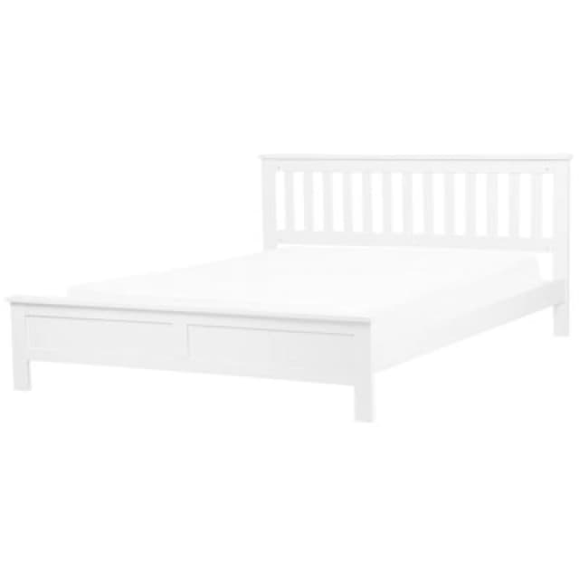 Beliani Bed Pine Wood Mayenne 180 X 200 Cm (Eu Super King) White