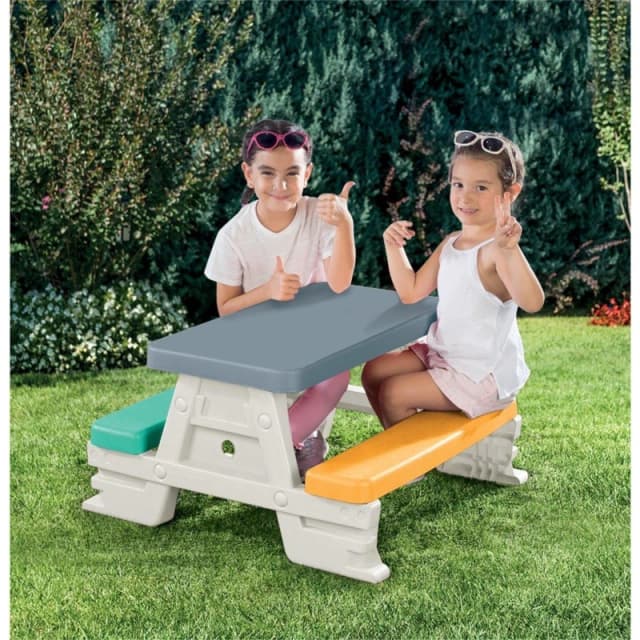 Dolu Picnic Table for 4 Kids White unisex