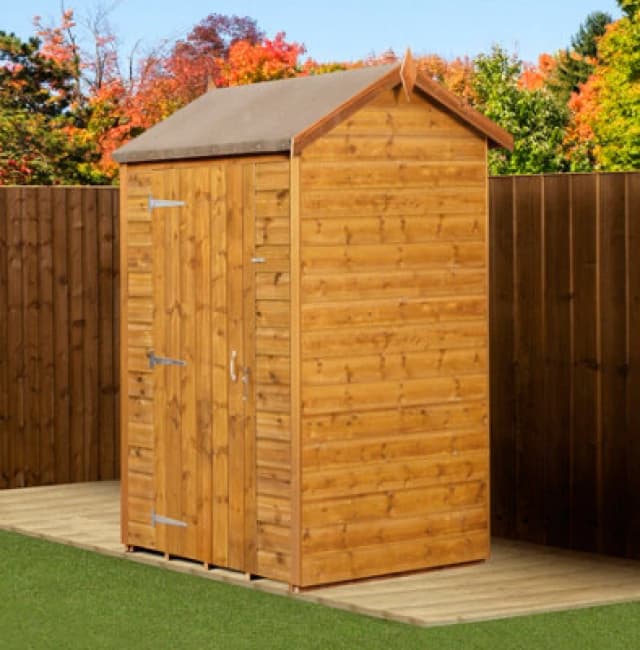 Empire Sheds Empire Modular Apex 4X4 Dipped Treated Tongue And Groove Wooden Garden Shed Single Door No Windows (4' X 4' / 4ft X 4ft) (4X4)