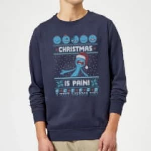 Rick and Morty Mr Meeseeks Pain Christmas Sweatshirt - Navy - 3XL