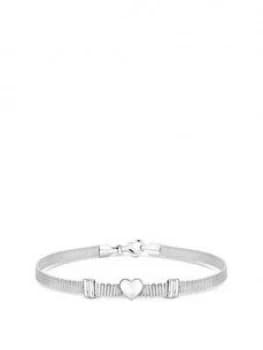 Simply Silver Polished Silver Heart Mesh Bracelet