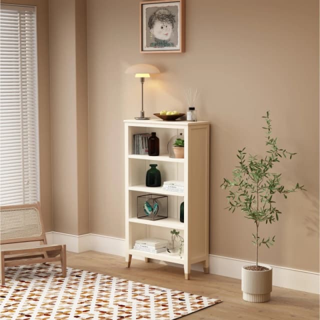Cabinet Bits Palazzi 4 Tier Bookcase H127 W69 D25cm in Off-White Off-White Unisex
