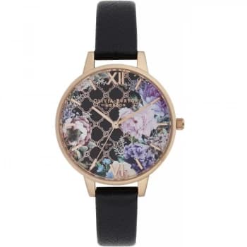 Glasshouse Black & Rose Gold Watch