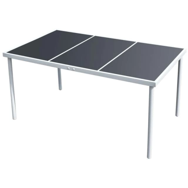 vidaXL Outdoor Dining Table Black Glass Tabletop Garden Patio Furniture Stand