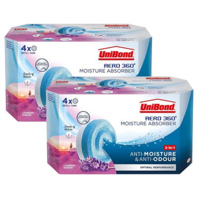 Unibond Aero 360 Moisture Absorber Lavender Garden Refill Tab - 8 X 450G