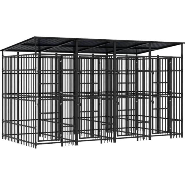 VIDAXL Outdoor Dog Kennel with Roof Steel 7.37 m² Vidaxl 8720286871287