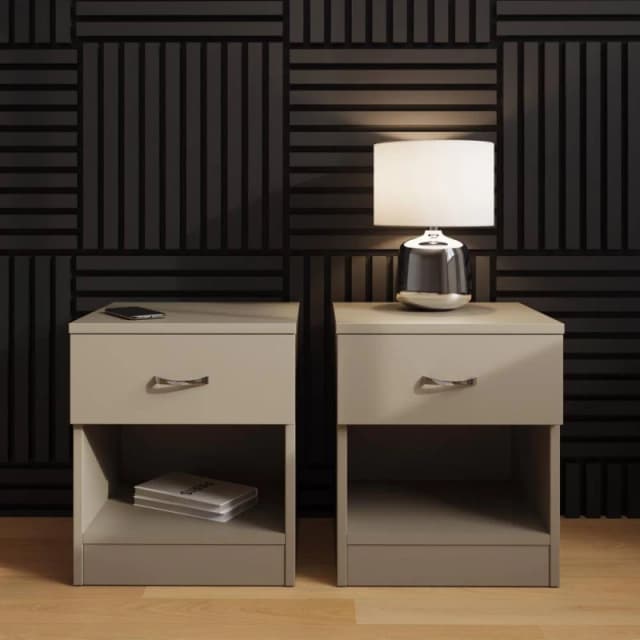 FWStyle FWStyle Pair Of 1 Drawer Open Shelf Putty Nightstands in Beige Beige One Size Unisex 5056413131133