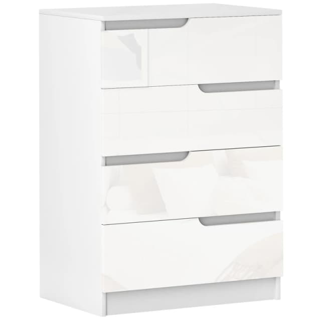 HOMCOM 4 Drawer Chest of Drawers for Bedroom - 60 x 40 x 85cm - White TJ Hughes 5063603282537