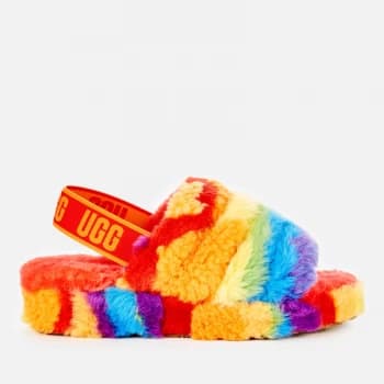 UGG Womens Fluff Yeah Pride Collection Slippers - Rainbow Stripe - UK 4