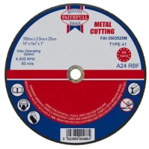 Faithfull FAI3503525M Metal Cut Off Disc 355 x 3.5 x 25.4mm