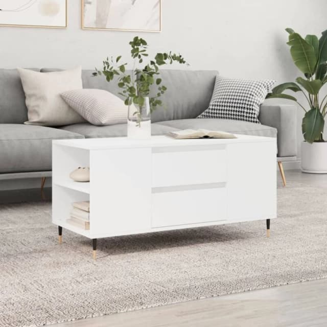 vidaXL Coffee Table White 102x44.5x50cm Engineered Wood, White 830988