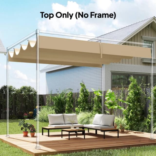 OUTSUNNY Retractable Pergola Canopy Only for 4 x 3m Pergola, Khaki Khaki Unisex