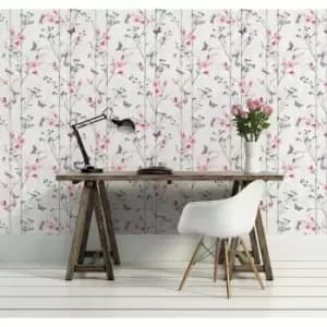 Muriva Novelties Eden Wallpaper, Pink