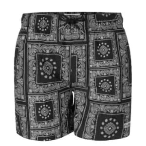 Firetrap Printed Swim Shorts Mens - Black